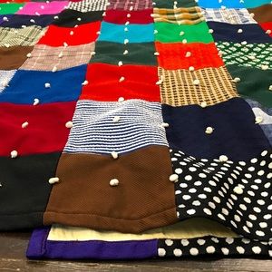 Vintage quilt, 70s leisure suit scraps